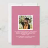 Chic Pink Photo Collage Afstudeerfeest Kaart (Achterkant)