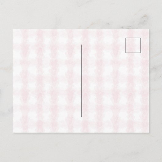 Chic Pink Plaid Stripes Bunnies in een mand Pasen Briefkaart (Achterkant)
