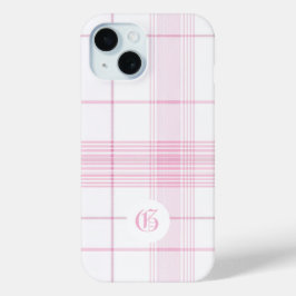 Chic Pink Plaid telefoonhoesje iPhone 15 Case