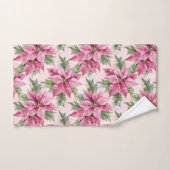 Chic Pink Poinsettia Bloemen Kerstmis Bad Handdoek (Handdoek)
