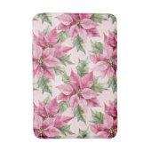 Chic Pink Poinsettia Bloemen Kerstmis Badmat (Voorkant Verticaal)