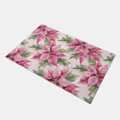 Chic Pink Poinsettia Bloemen Kerstmis Deurmat (Schuin)