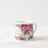 Chic Pink Poinsettia Bloemen Kerstmis Espresso Kop (Voorkant rechts)