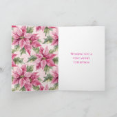 Chic Pink Poinsettia Bloemen Kerstmis Kaart (Binnen)