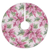 Chic Pink Poinsettia Bloemen Kerstmis Kerstboom Rok (Voorkant)