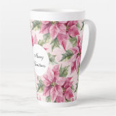 Chic Pink Poinsettia Bloemen Kerstmis Latte Mok (Rechterhoek)