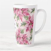 Chic Pink Poinsettia Bloemen Kerstmis Latte Mok (Rechts)