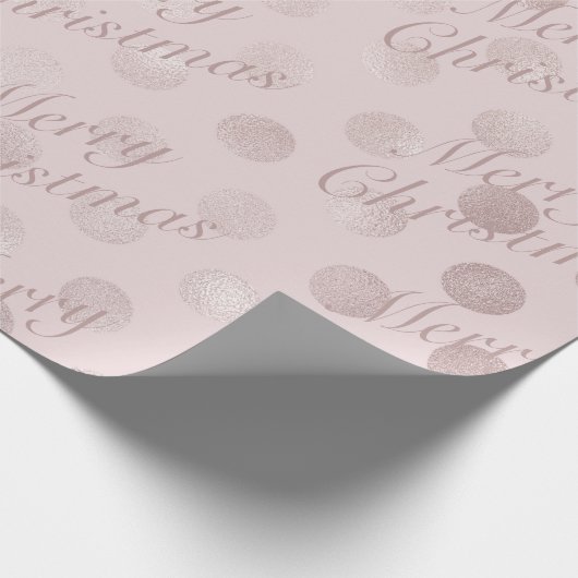 Chic Pink Polka Dot Merry kerst Cadeaupapier (Hoek)