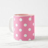Chic Pink Polka-punten Tweekleurige Koffiemok (Voorkant links)