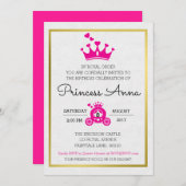 Chic Pink Princess Birthday - uitnodiging (Voorkant / Achterkant)