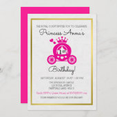 Chic Pink Princess eerste verjaardag uitnodiging (Voorkant / Achterkant)