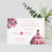 Chic Pink Princess Quinceañera Uitnodiging (Staand voorkant)