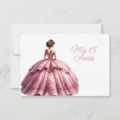 Chic Pink Princess Quinceañera Uitnodiging (Achterkant)