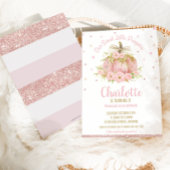 Chic Pink Pumpkin 1ste verjaardag Floral Girl Kaart