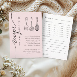 Chic Pink Recipe Keepsake Bridal Shower Informatiekaartje