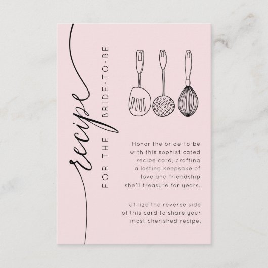 Chic Pink Recipe Keepsake Bridal Shower Informatiekaartje (Voorkant)