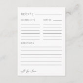 Chic Pink Recipe Keepsake Bridal Shower Informatiekaartje (Achterkant)