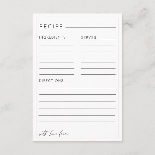 Chic Pink Recipe Keepsake Bridal Shower Informatiekaartje (Achterkant)