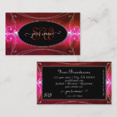 Chic Pink Red Black  Sparkle Jewels Monogram Visitekaartje (Voorkant / Achterkant)