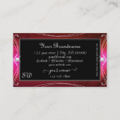 Chic Pink Red Black  Sparkle Jewels Monogram Visitekaartje (Achterkant)