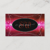 Chic Pink Red Black  Sparkle Jewels Monogram Visitekaartje (Voorkant)