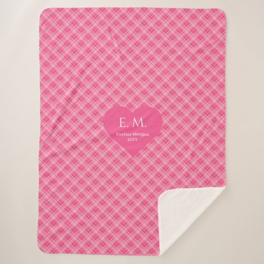 Chic Pink Red Hearts Personalized Valentine Gift Sherpa Deken (Voorkant)