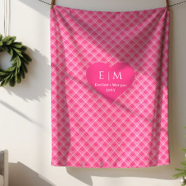 Chic Pink Red Hearts Personalized Valentine Gift Sherpa Deken
