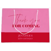 Chic Pink Red Script Verjaardag Bedankt Groot Cadeauzakje (Voorkant)