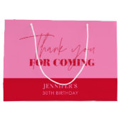 Chic Pink Red Script Verjaardag Bedankt Groot Cadeauzakje (Achterkant)