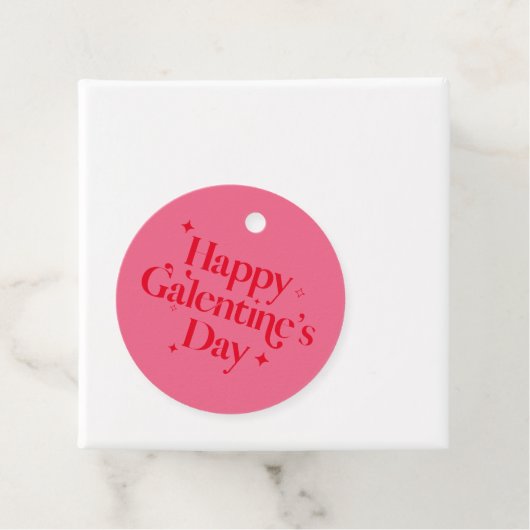 Chic Pink Red Sparkle Happy Galentines Day Bedankjes Labels (In situ)
