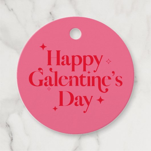 Chic Pink Red Sparkle Happy Galentines Day Bedankjes Labels (Voorkant)