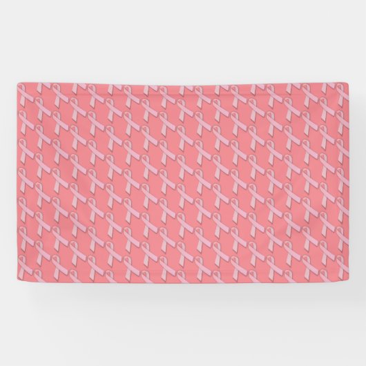 Chic Pink Ribbons Breast Cancer Bewustheid Spandoek (Horizontaal)
