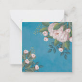 Chic Pink  Roos Floral Elegant Flower Blue Notitiekaartje (Achterkant)