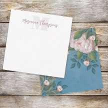 Chic Pink  Roos Floral Elegant Flower Blue