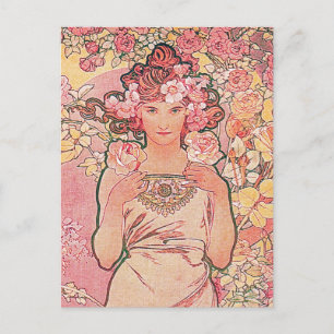 Chic Pink Rose Bloemenmeisje Elegant Briefkaart