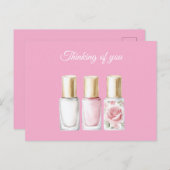Chic Pink Rose Floral Nail Polish Thinking of you Briefkaart (Voorkant / Achterkant)