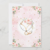 Chic Pink Rose Girl Fox Baby 1st Birthday Woodland Kaart (Achterkant)