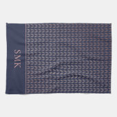 Chic Pink Rose Gold Folie Navy Blue Boho Geometris Theedoek (Horizontaal)