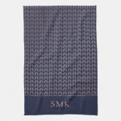 Chic Pink Rose Gold Folie Navy Blue Boho Geometris Theedoek (Verticaal)
