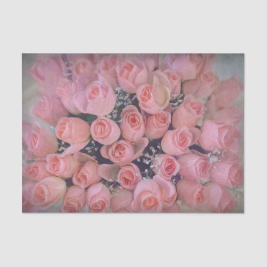 Chic Pink Roses Bouquet Land  Tissuepapier (Voorkant)