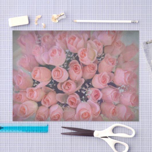 Chic Pink Roses Bouquet Land Tissuepapier (Craft)