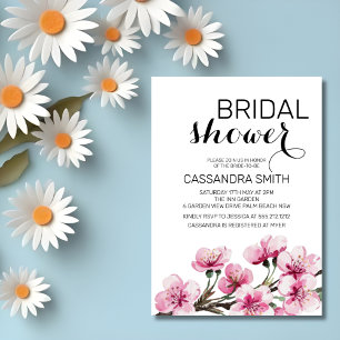 Chic Pink Sakura Floral Botanisch Vrijgezellenfees Kaart