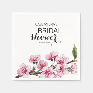 Chic Pink Sakura Floral Botanisch Vrijgezellenfees Servet