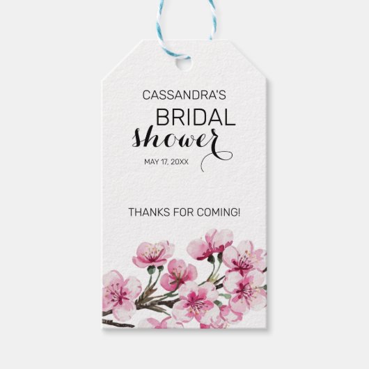 Chic Pink Sakura Floral Vrijgezellenfeest Bedankt Cadeaulabel (Voorkant)