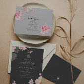 Chic Pink Sakura Flowers op Grey Kaart