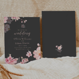 Chic Pink Sakura Flowers op Grey Kaart
