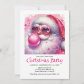 Chic pink santa bubble gum watercolor Christmas  Kaart (Voorkant)
