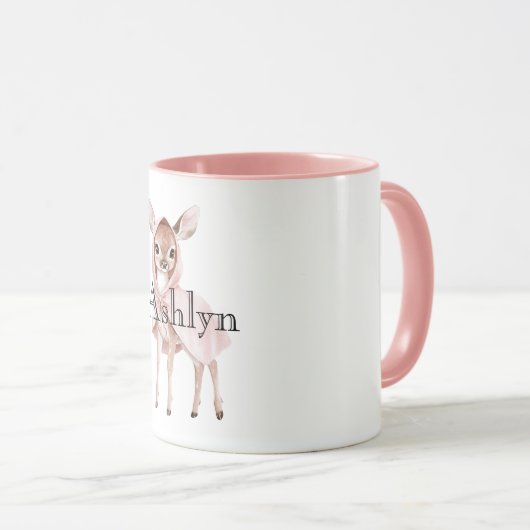 Chic Pink Schattige Deer Mok (Voorkant rechts)