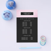 Chic Pink Sequin Black Salon Pricing & bServices Flyer (Enkel)