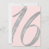 Chic Pink Silver Sequin Glitter Sweet 16 Kaart (Achterkant)